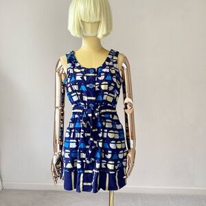 Marc Jacobes Sleeveless Blue Printed Mini Dress SZ 2